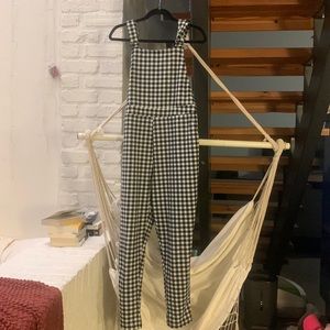 Black and white overall jumper, low back